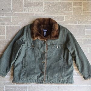 Denim & Co Plus Siz3 Faux Fur Lined Jean Jacket Size 1X